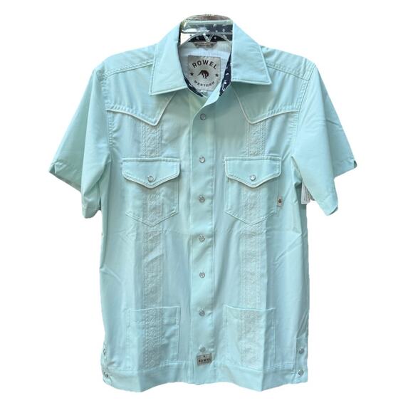 NWT Rowel Guayabera‎ Trevi Perfomance Shirt Saltwater Small Western Pearl Snap - Picture 1 of 10